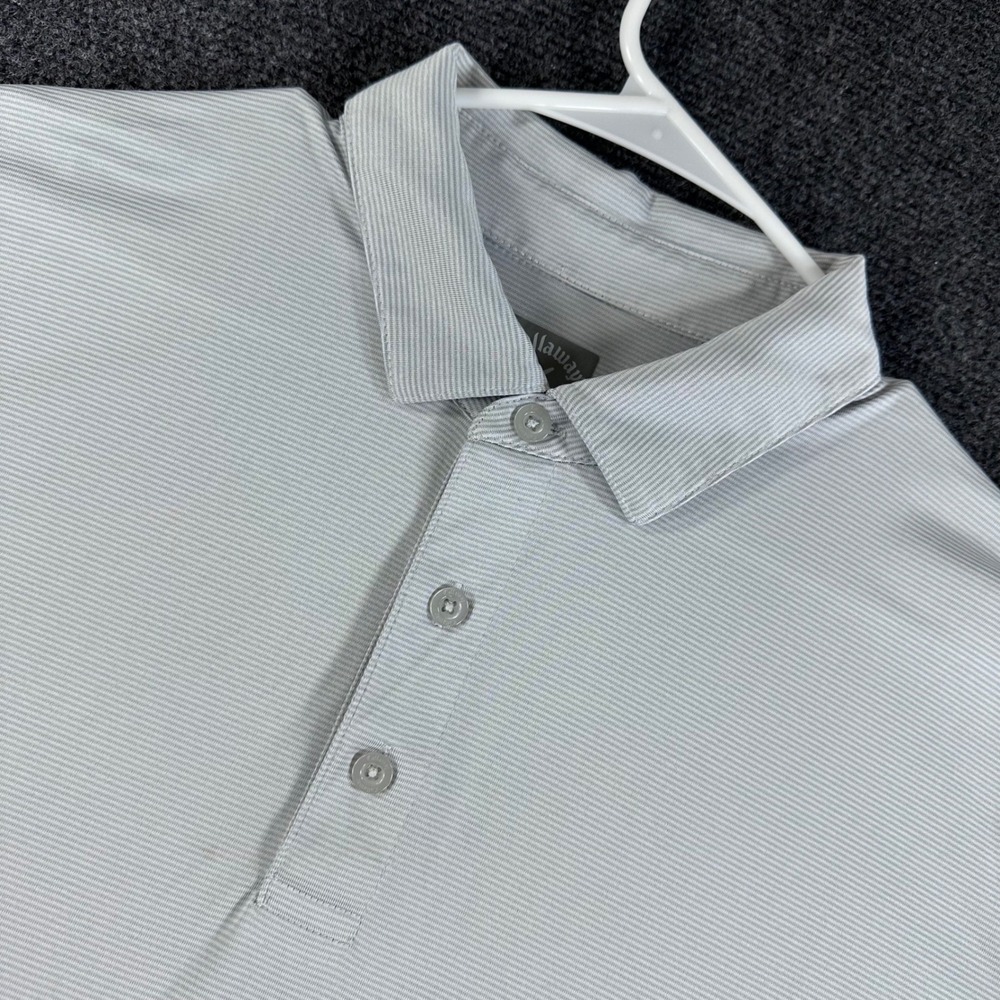Callaway Opti-Dri Mens Large Gray Striped Short Sleeve Golf Polo Shirt‎ L